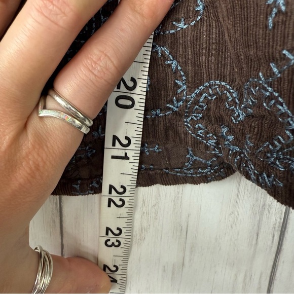 Flax Brown Teal Floral Embroidery Jacket Small - Picture 7 of 7